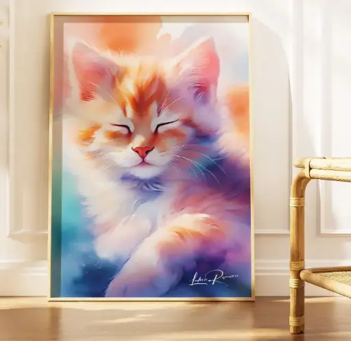 Chat endormi en aquarelle (copie) (copie)